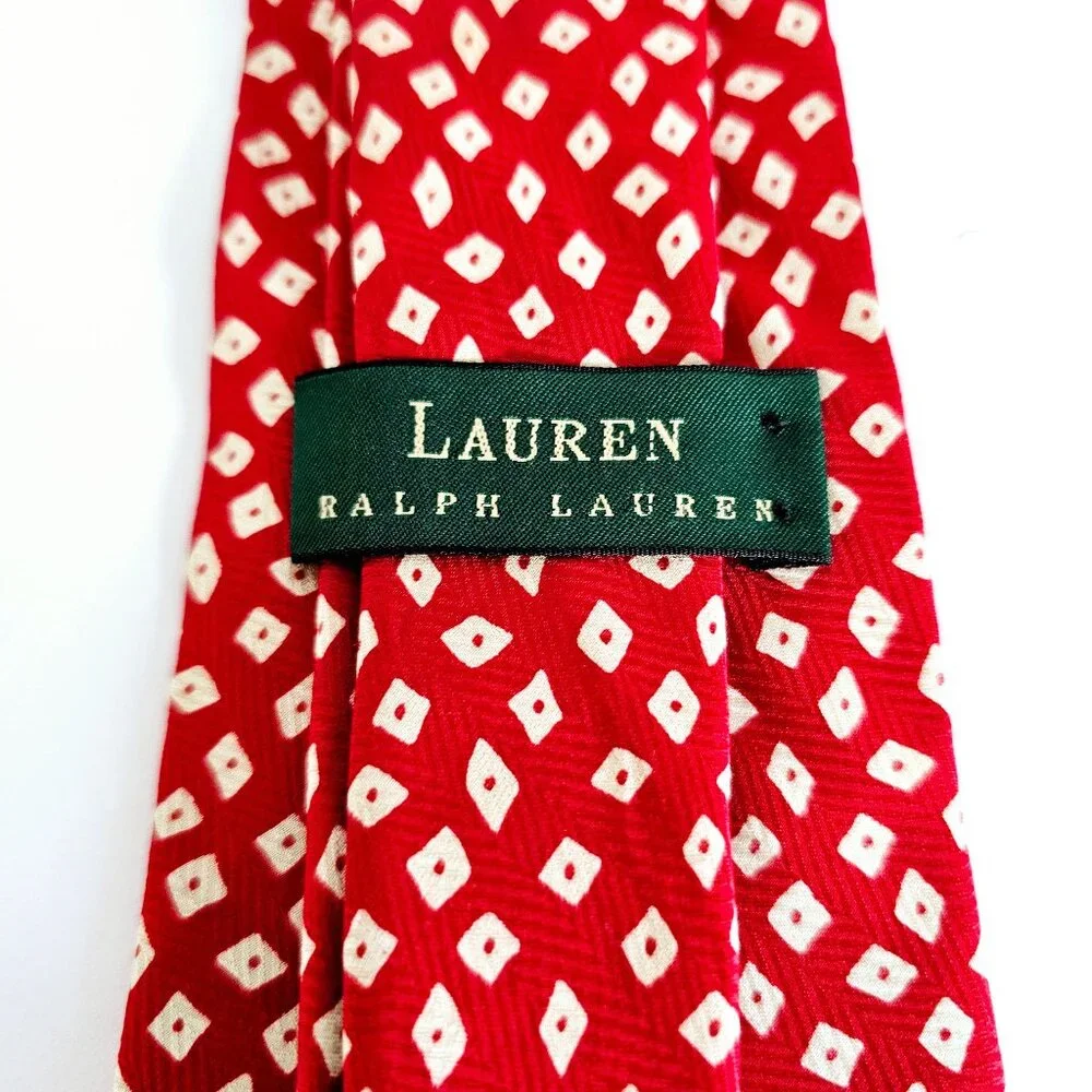 Lauren Ralph Lauren‎ Mens Red Silk Tie~T177.3 - Picture 2 of 5